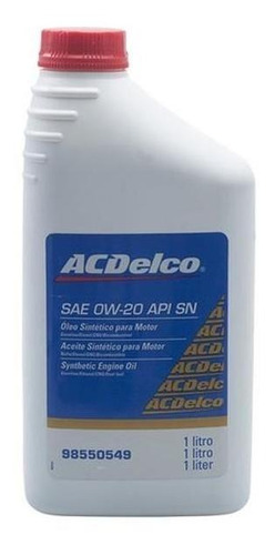 Óleo Sintético Motor Sae 0w20 Api Sn Acdelco 98550549