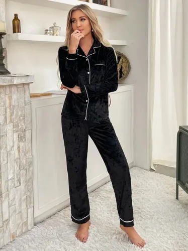 Pijama De Pantal n Para Mujer En Terciopelo Invierno Majema