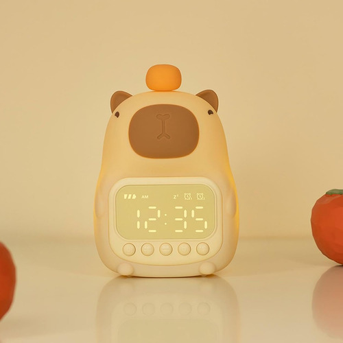 Lámpara Capybara Led Espanta Cuco Con Reloj Digital