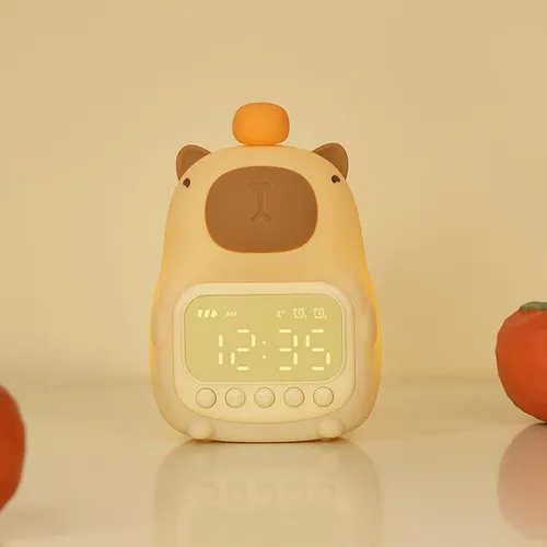 Lámpara Capybara Led Espanta Cuco Con Reloj Digital