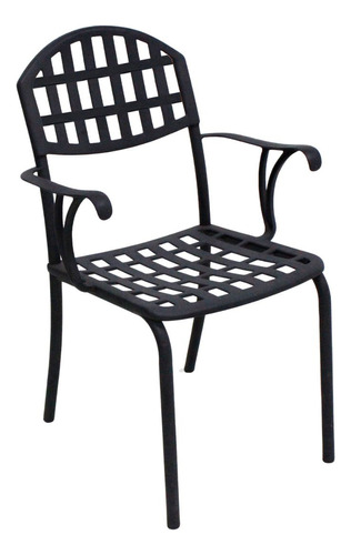 Cadeira Para Mesa Jantar Área Externa Alumínio Modelo Verão Cor Preto