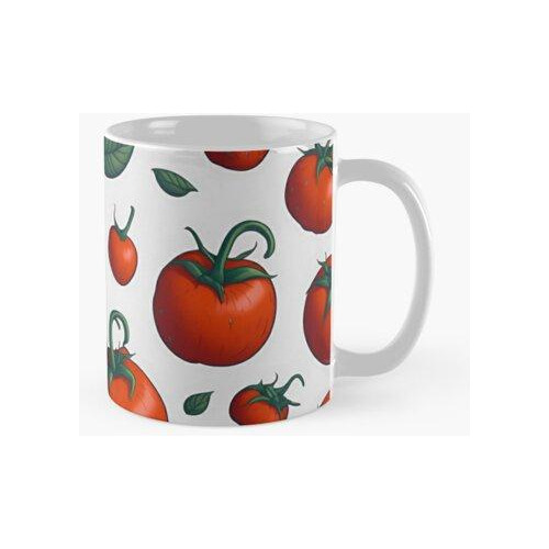 Taza Patrón De Tomate De Fondo Claro Calidad Premium