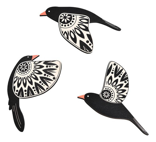 2 X 3 Piezas De Pájaros De Madera Decorativos Para Pared,