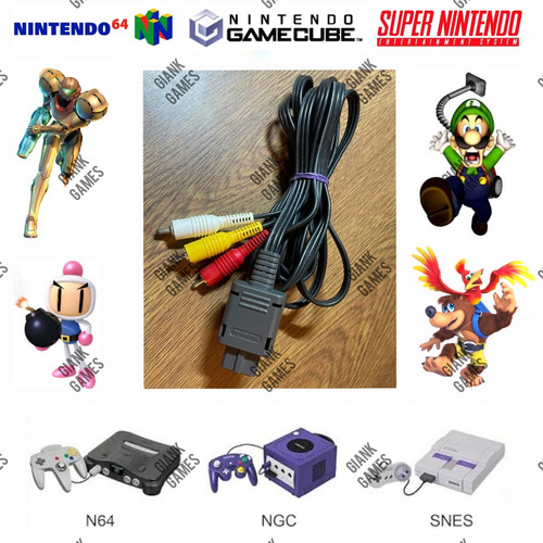 Cable Audio Vídeo Original Gamecube N64 Snes Nintendo Rca