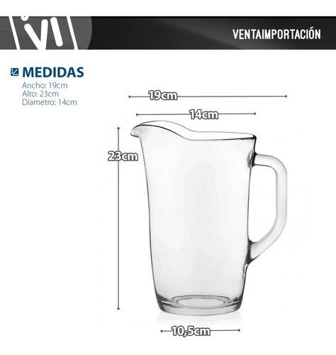 Imagen 2 de 2 de Jarra De Vidrio Importada De Mexico Crisa 1.80ml Peso 1700gr