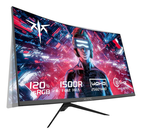 Monitor Para Juegos Ktc De 27 Pulgadas, Monitor Curvo 1440p,