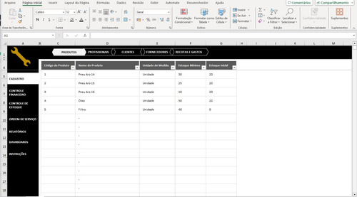 Planilha Para Controle Completo De Oficina Mecânica Em Excel