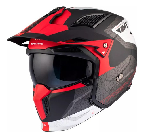 Casco para moto multi-modular MT Helmets Streetfighter  negro y rojo mate talle XL 