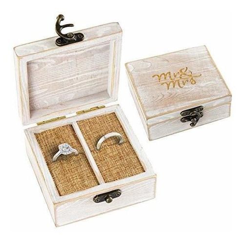 Caja De Madera Para Anillos De Boda Y Joyería Para Par...