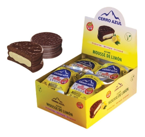 Caja 12 Alfajores Mousse De Limon Sin Tacc Cerro Azul 660 Gr