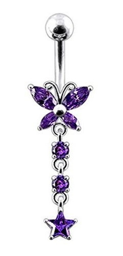 Aros - Cz Gemstone Stylish Butterfly With Round And Star Dan