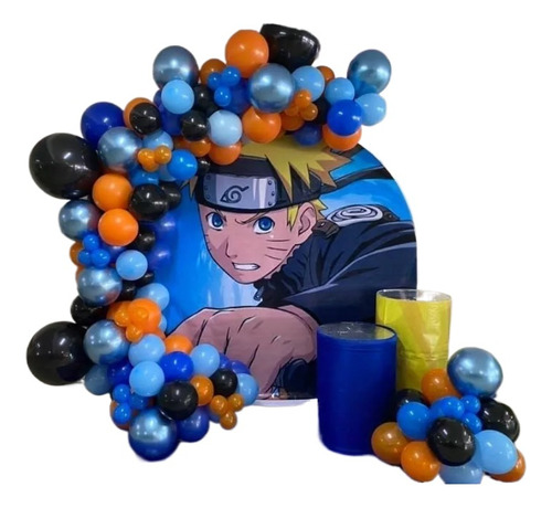 Decoracion Naruto Ninja Globos Azul Negro Naranja