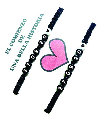 Pulseras Para Parejas Con Fecha Corazon Personalizada Novios