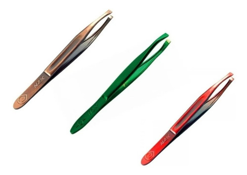 Imagem 1 de 1 de Kit 3 Pinças De Sobrancelha Mega Colors Profissional Nzx
