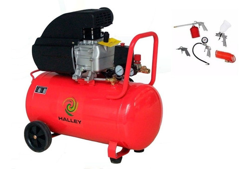 Compresor Halley 2,5hp 50lts Doble Salida Con Kit