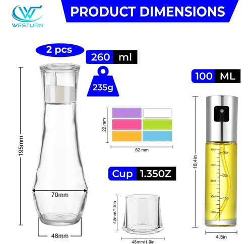 Juego De 2 Dispensadores De Enjuague Bucal Vidrio Westurn