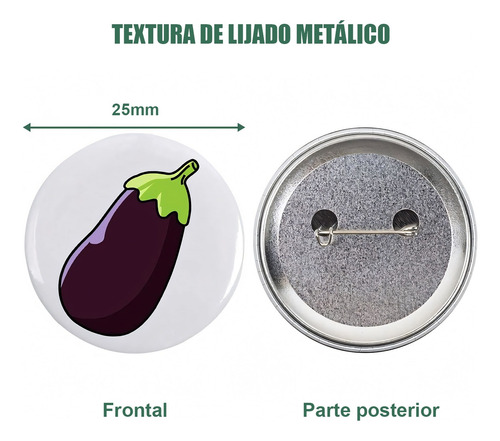 100 Botones 25mm Chapita Alfiler Metal Filimina Insumo / Uss