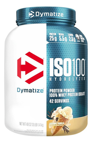 Suplemento En Polvo Dymatize Iso-100 Proteína Sabor Gourmet Vanilla En Pote De 1.4kg 3lb