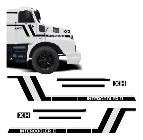 Kit Faixas Caminhão Volvo Xh Intercooler 1987 Adesivo Preto