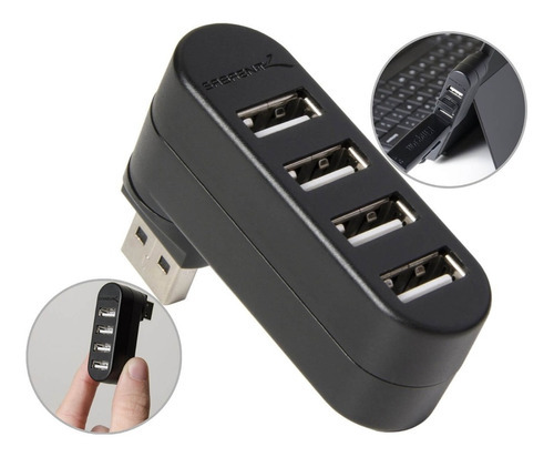 Sabrent Hub Usb 2.0 De 4 Puertos [giratorio De 90°/180