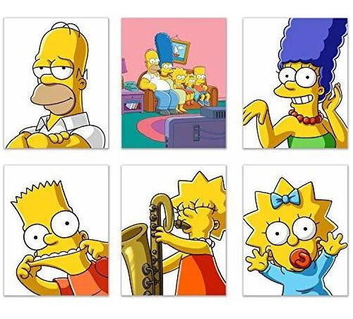 Simpsons Poster Prints - Juego De 6 (8 Pulgadas X 10 Pulgada