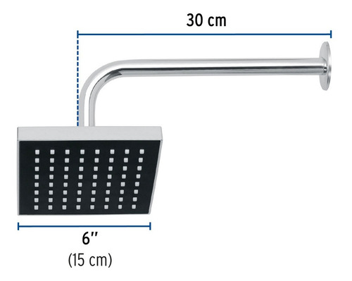 Regadera Cuadrada Abs 6' Acabado Cromo Con Brazo Foset 46734