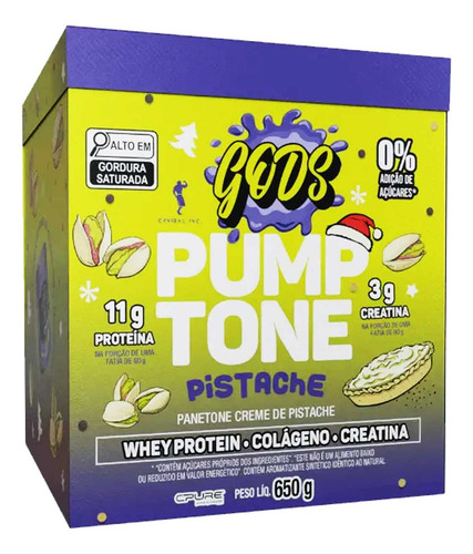 Panetone De Whey Protein Gods Pumptone 650g Creme Pistache
