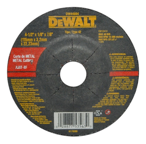 Disco Abrasivo C/metal 4 Dewalt