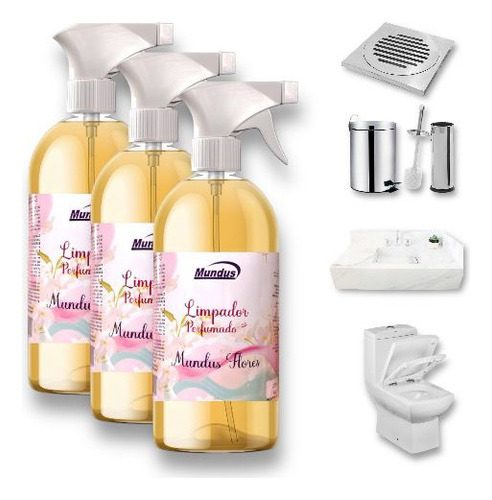 Kit 3 Limpadores Perfumados Mundus Flores 1l(gatilho Incluso