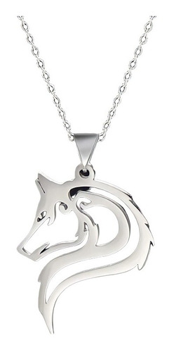 Collar Cadena Lobo Joyería Hombre Mujer Acero Color Plata