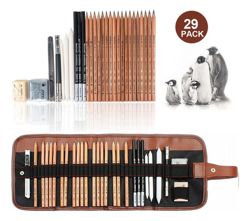 Set De Lápices De Dibujo Estuche De Gran Capacidad 29 Piezas