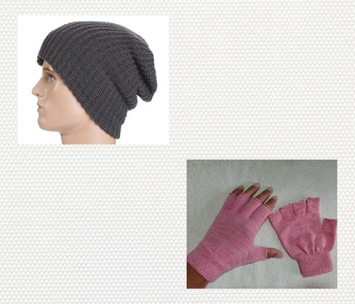 Gorro Tuka Gomelo En Lana Unisex + Guantes Dedos Libres