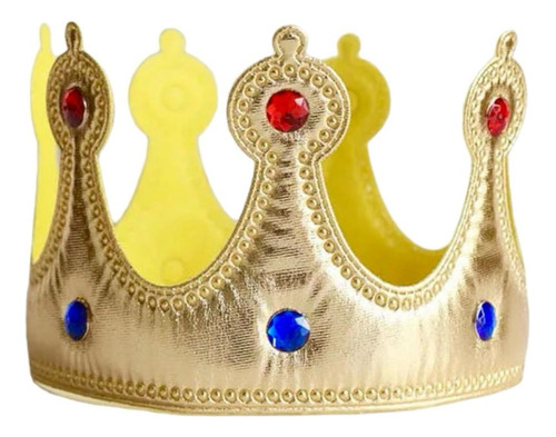 Coroa De Rei Em Pano Dourado Com Pedras Coloridas Promoção