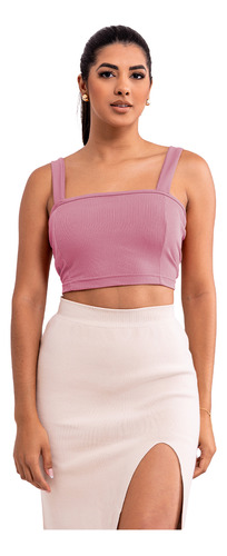 Crop Top Suede Canelado Várias Cores Com Alça Larguinha Luxo