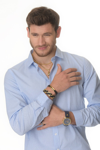 Pulsera De Hombre De Acero Y Cuero