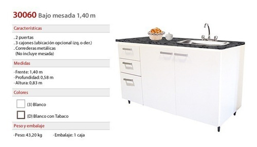Imagen 4 de 5 de Bajo Mesada 1,40 M Platinum Super Precio !!! Kromo-s