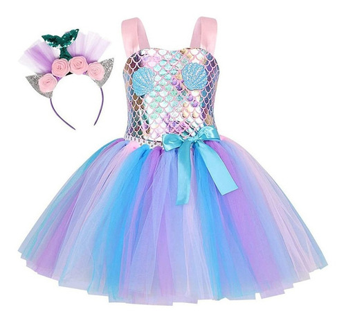 Vestido Tutú De Sirena Para Niña Para Fiesta De Cumpleaños C