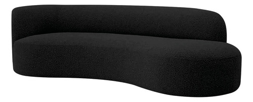 Divã Recamier Orgânico Tokyo 180cm Lado Direito Linho Cor Preto