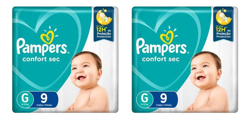 Pack X2 Pañales Pampers Confort Sec G 9uni