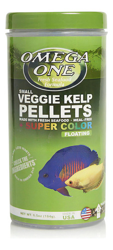 Omega One Super Color Veggie Kelp Pellets Small Floating 184g Alimento Para Peces Herbivoros En Granulos Flotantes De 3mm A Base De Algas Marinas Y Salmon Colores Vibrantes