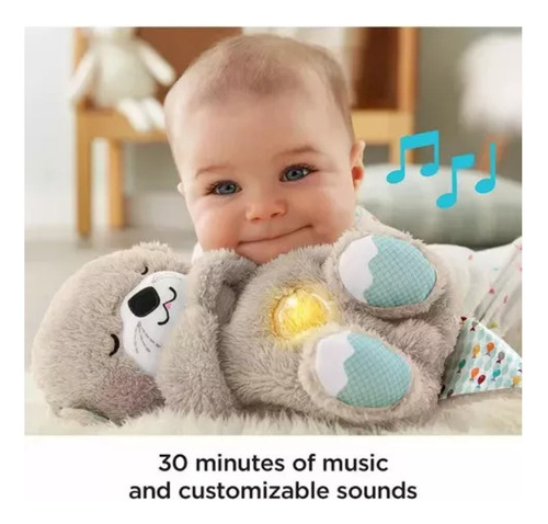 Nutria de peluche Fisher Price, con sonido y luces, 30 cm, color gris