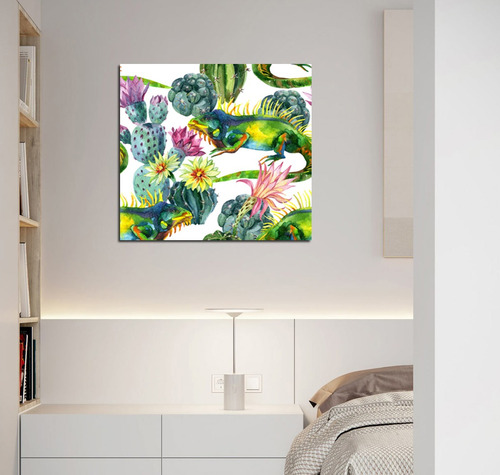 Vinilo Decorativo 60x60cm Cactus Flores Cardon Desierto