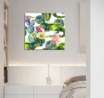Comprar Cuadro 30x30cm Cactus Iguanas Flores Cardon Desierto Plantas