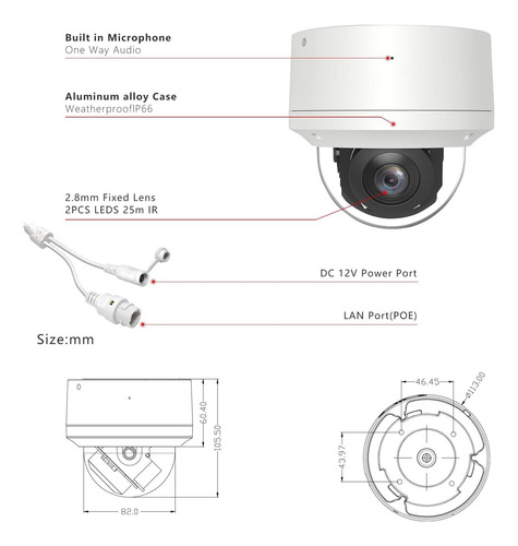 Voniviewse 4k 25 Poe Ip Câmera Com Microfone, Câmera Ip De