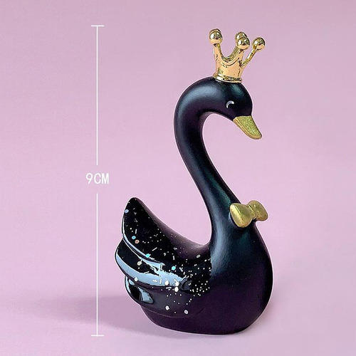 Resina Cisne Estatua De Pie Escultura Arte Novedad Negro