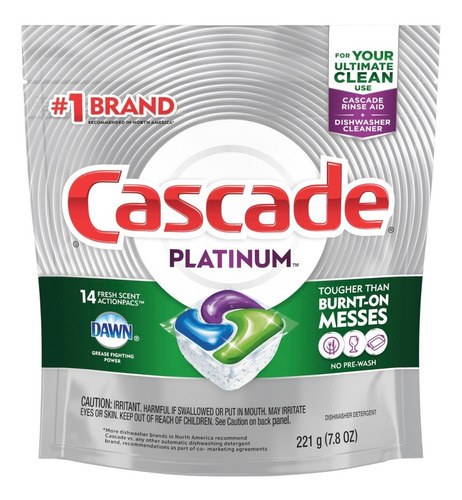 Detergente Lavavajillas Cascade Platinum Aroma Fresco X14