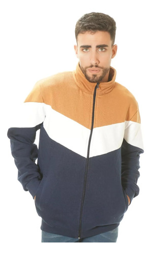 Campera De Algodon Frizada Combinada - Hombre