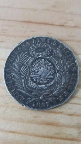 1894 Plata Guatemala Peso 1/2 Real Contraestampado En 1894 (Usado)