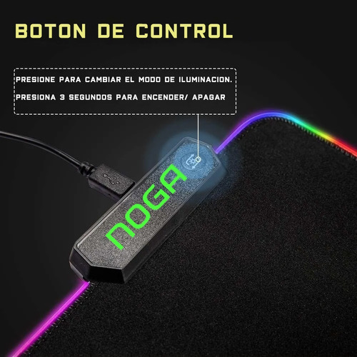 Mouse Pad Gamer Luces Led Rgb Retroiluminado Noga Horizon S