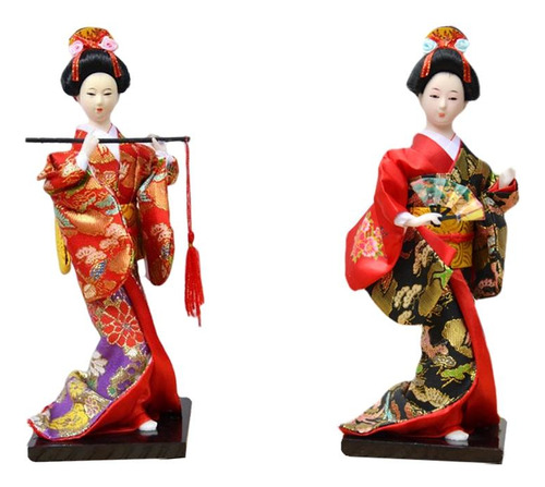 2 Uds 11 Pulgadas Kimono Japonés Geisha Muñeca, Estatua De